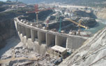 330MW Srinagar Hydro Electric Project, Uttarakhand -Dam Upstream lateral view showing top of Dam at 611.0m