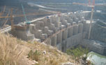 330MW Srinagar Hydro Electric Project, Uttarakhand -Dam Downstream lateral view showing Piers & top of Dam elevation at 611.0m