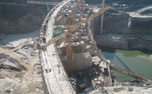 Downstream lateral view showing piers and top of dam 3