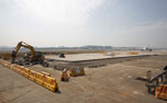 Airside pavement construction in progress at GVK CSIA